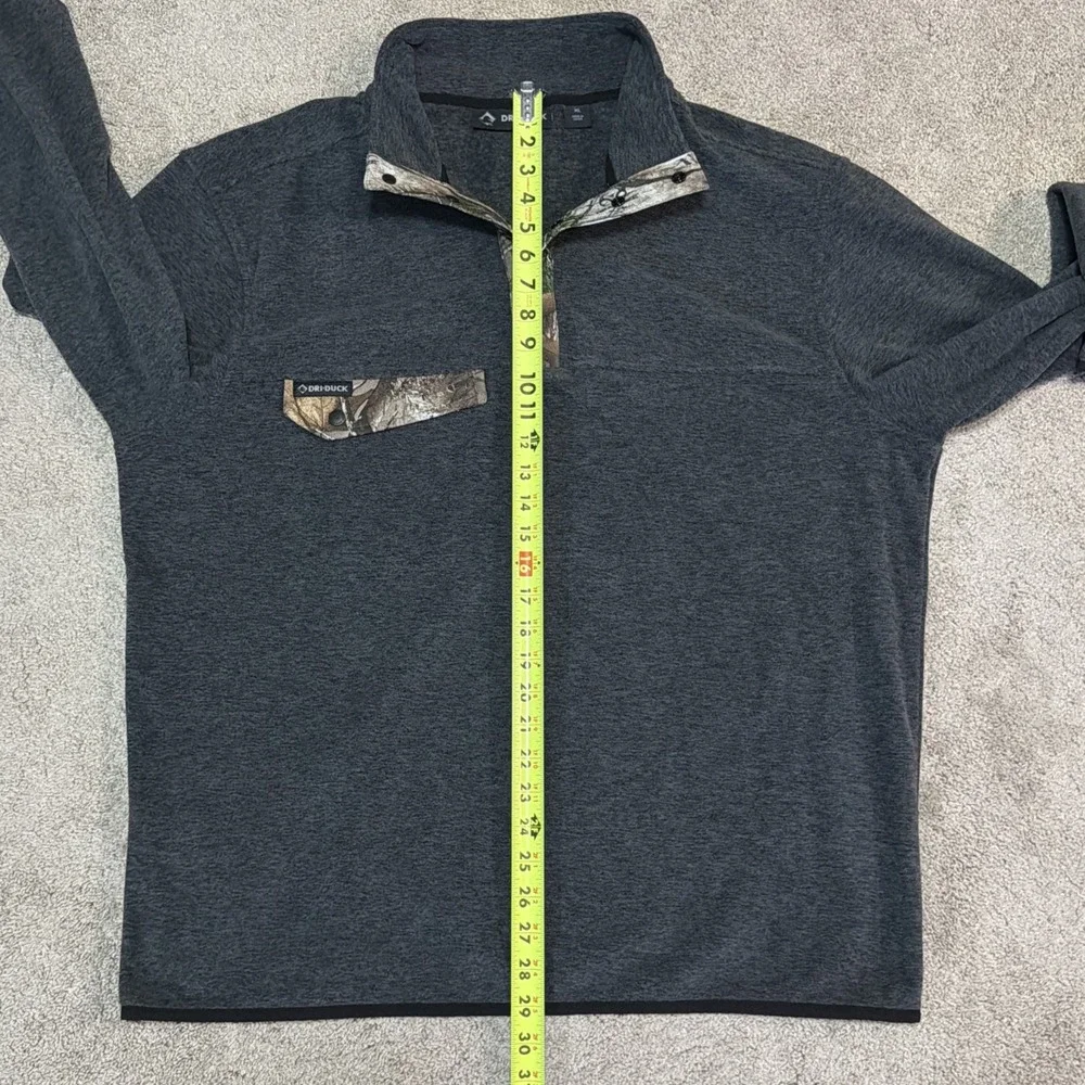 Dri-Duck Denali Fleece Pullover Mens XL Gray Camo 1/4 Snap Sweatshirt 7352